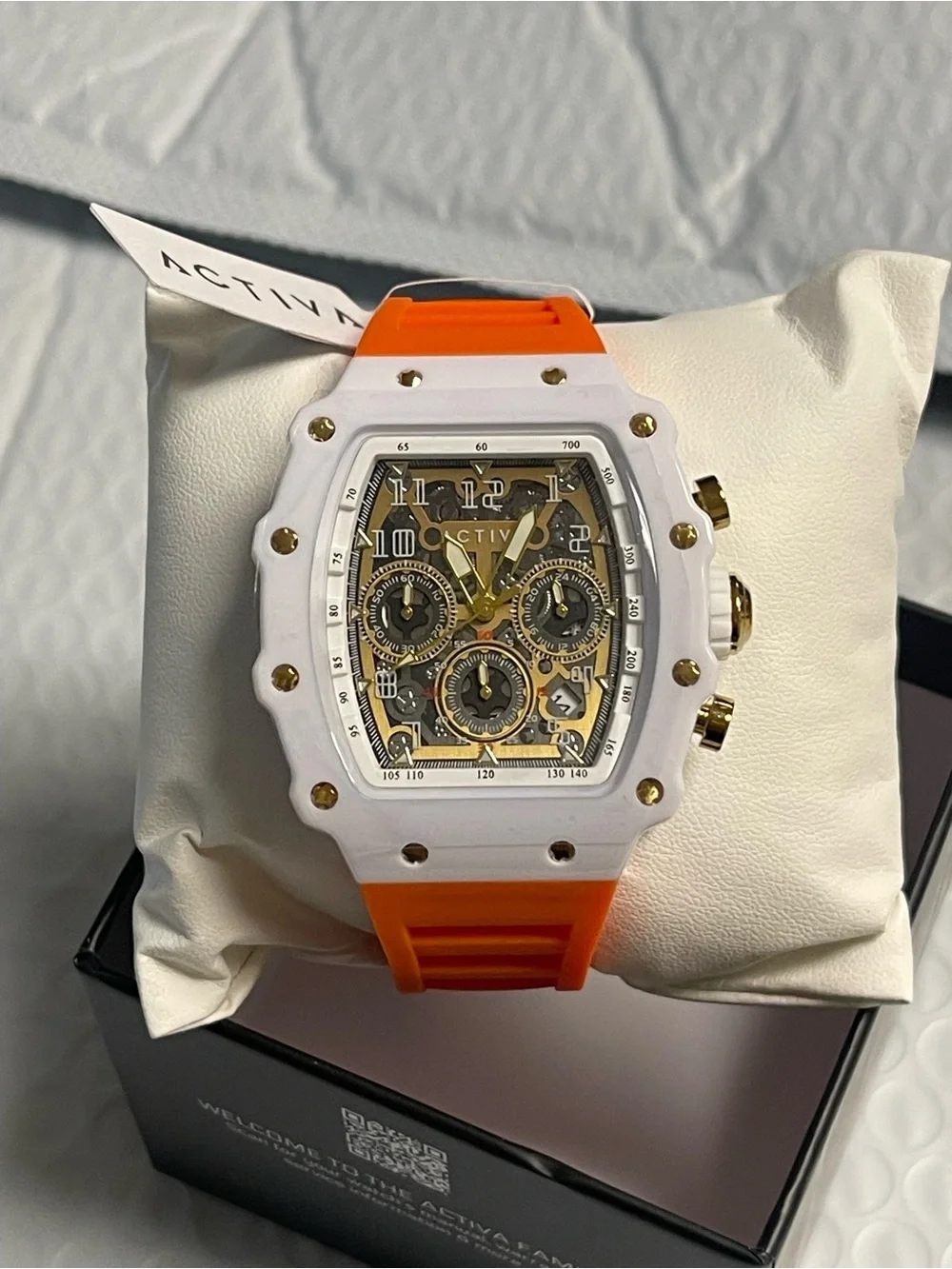 Activa Fury X Invicta Men's Watch w/ Skeleton Dial - 44.3mm, Orange & white New